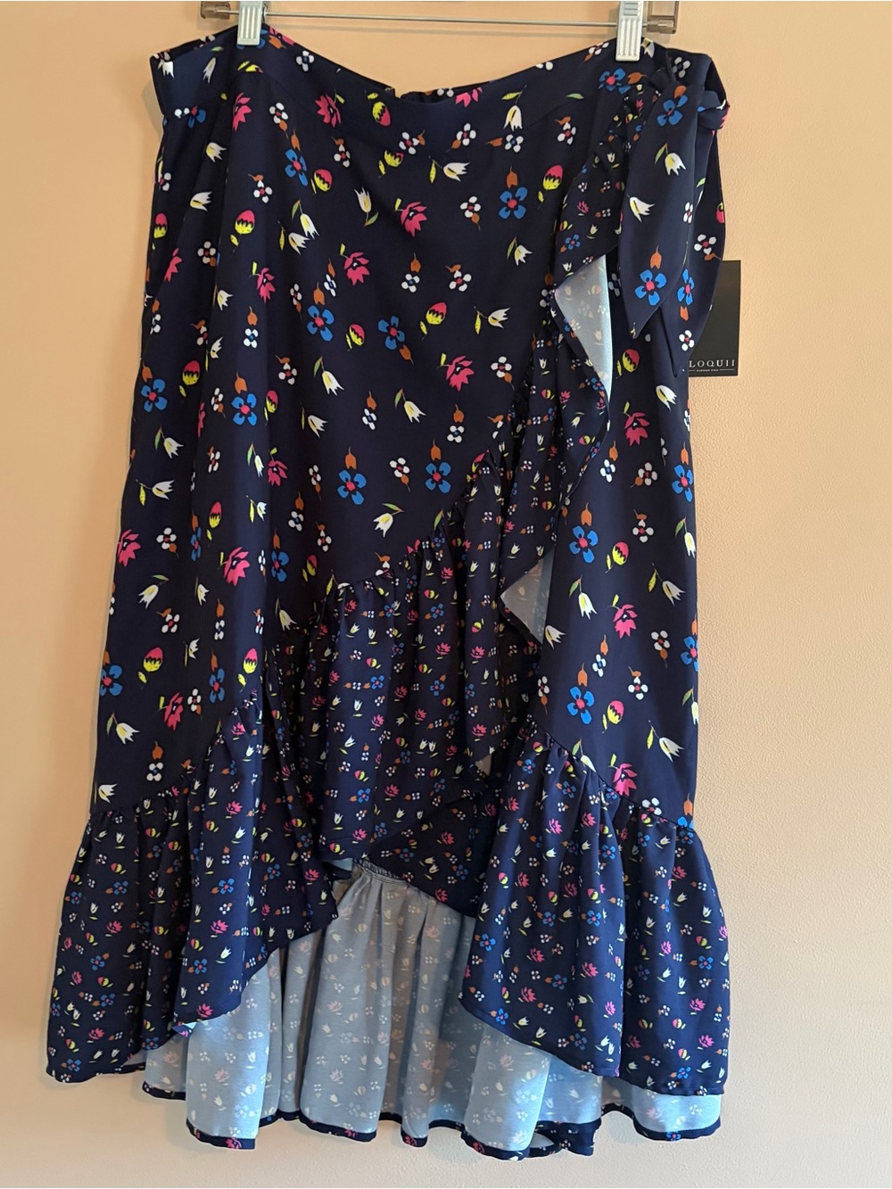 Eloquii Navy Floral Ruffle Wrap Skirt new nwt